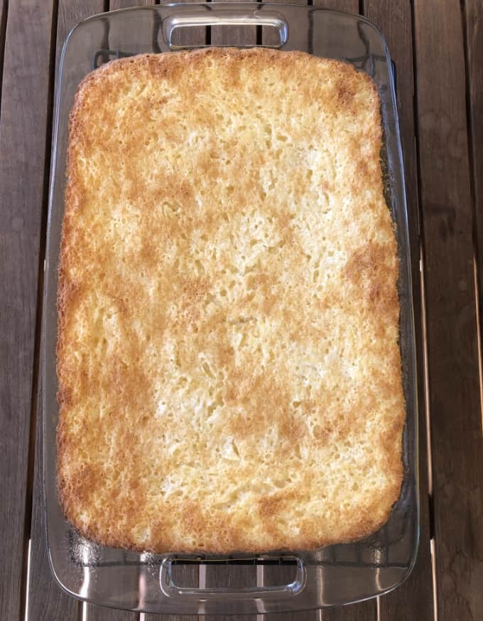 Pineapple Angel Food Cake Cooling