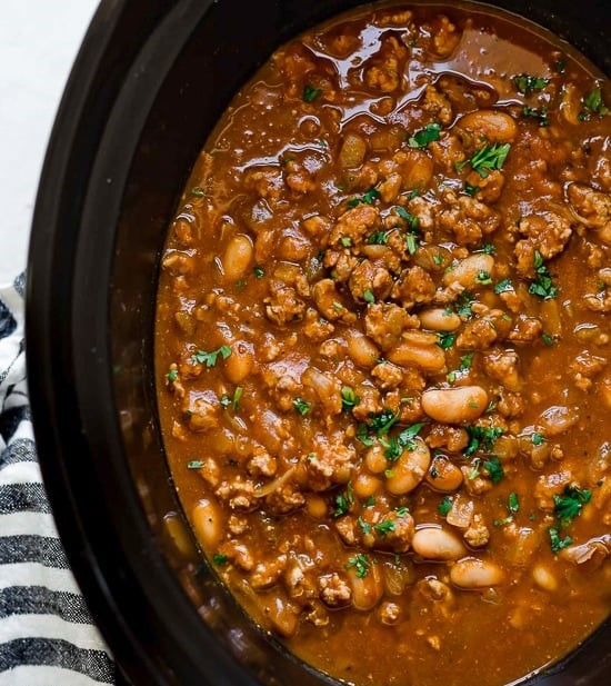Slow Cooker Turkey Pumpkin White Bean Chili 2